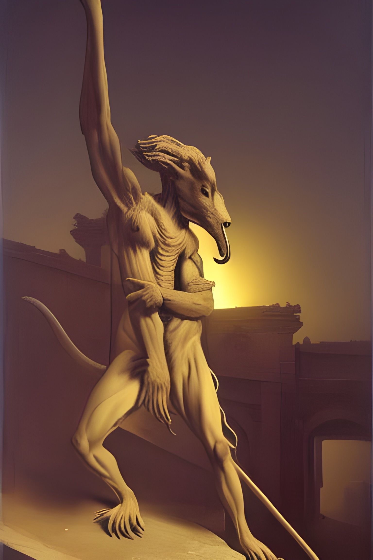 Dramatic Giant Rat God in Classical Style