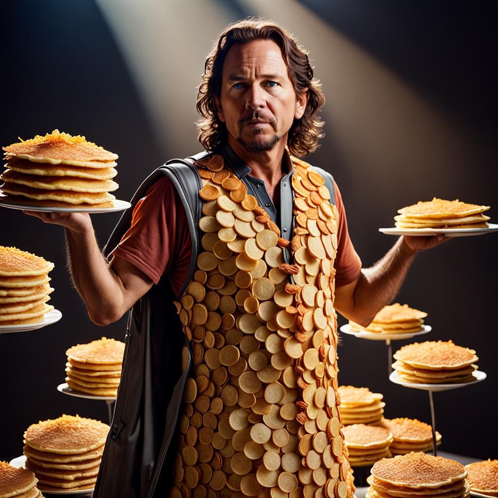 Hyperrealistic Portrait: Man in Potato Pancake Dress