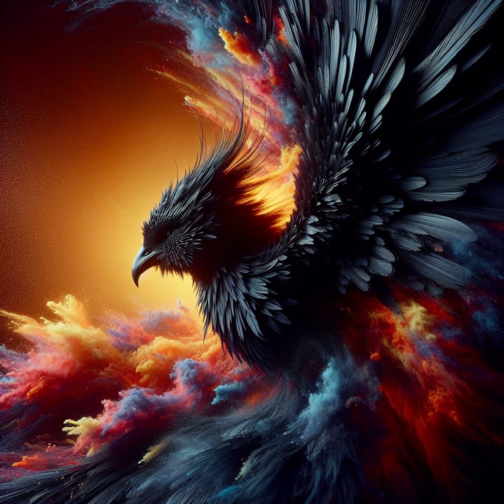 Hyperrealistic Black Phoenix Concept Art