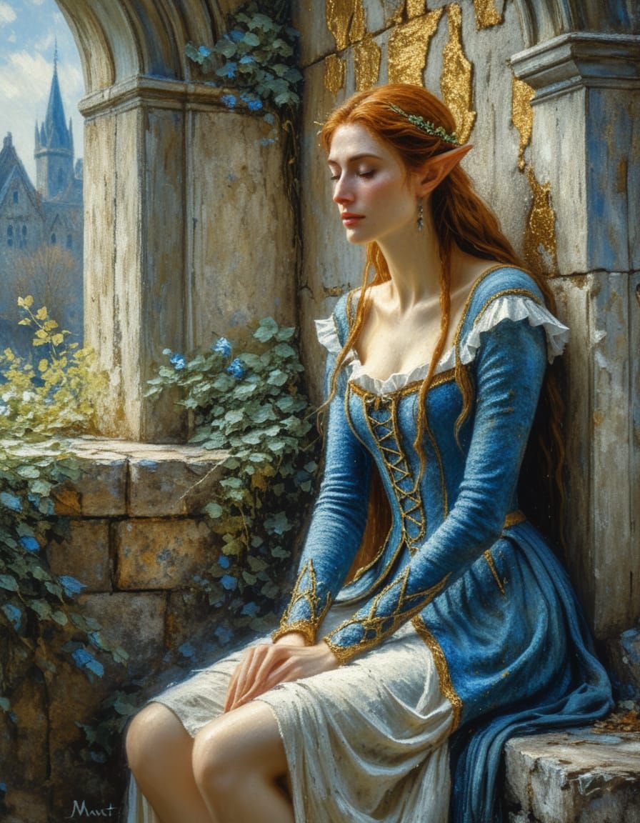 Impressionist Elf Woman by Monet Masterpiece