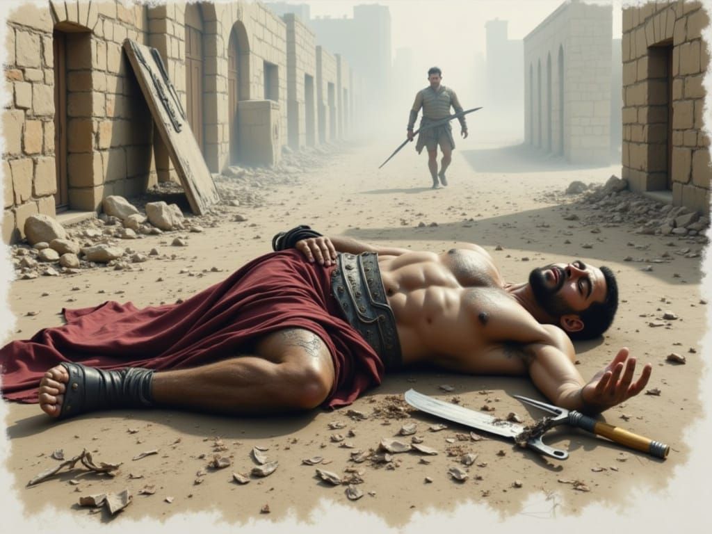 Tragic Death of Hector Watercolor Painting