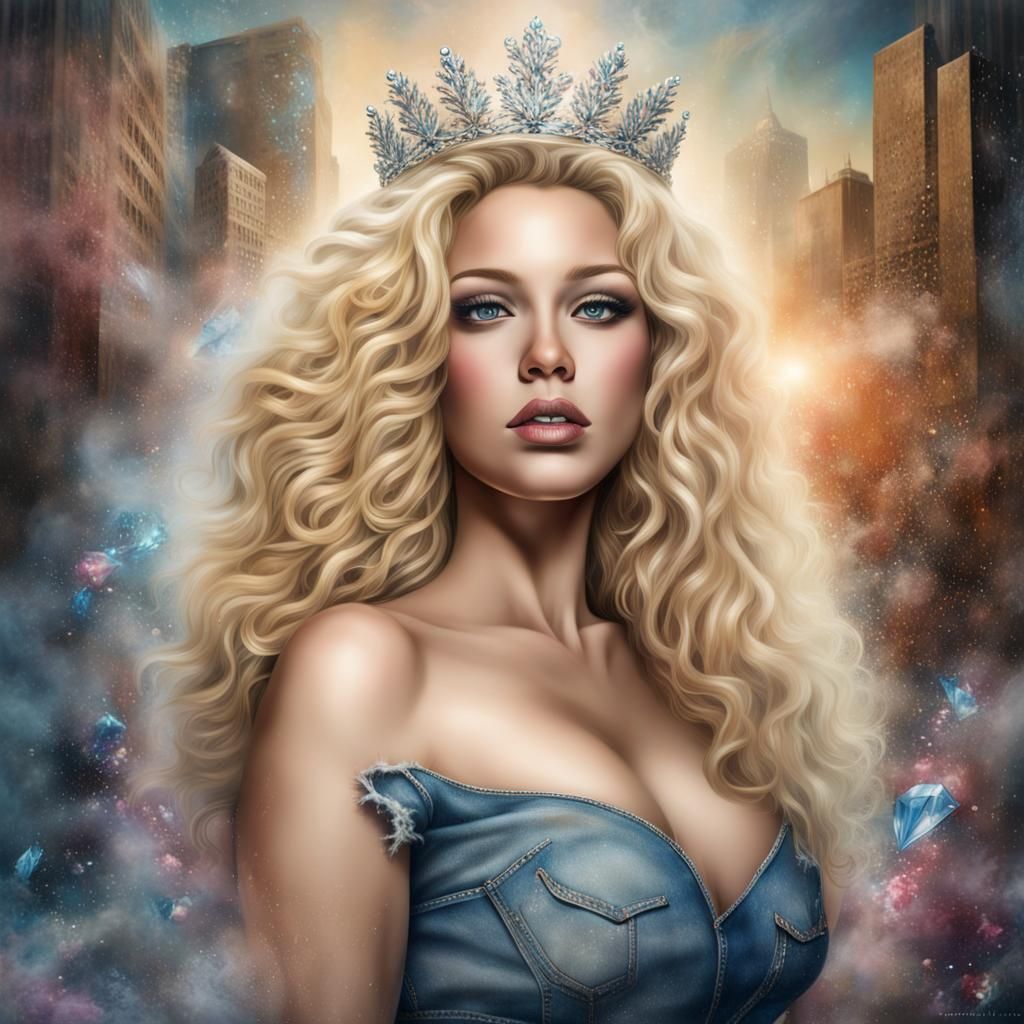 Airbrushed Woman with Tiara in Graffiti Art