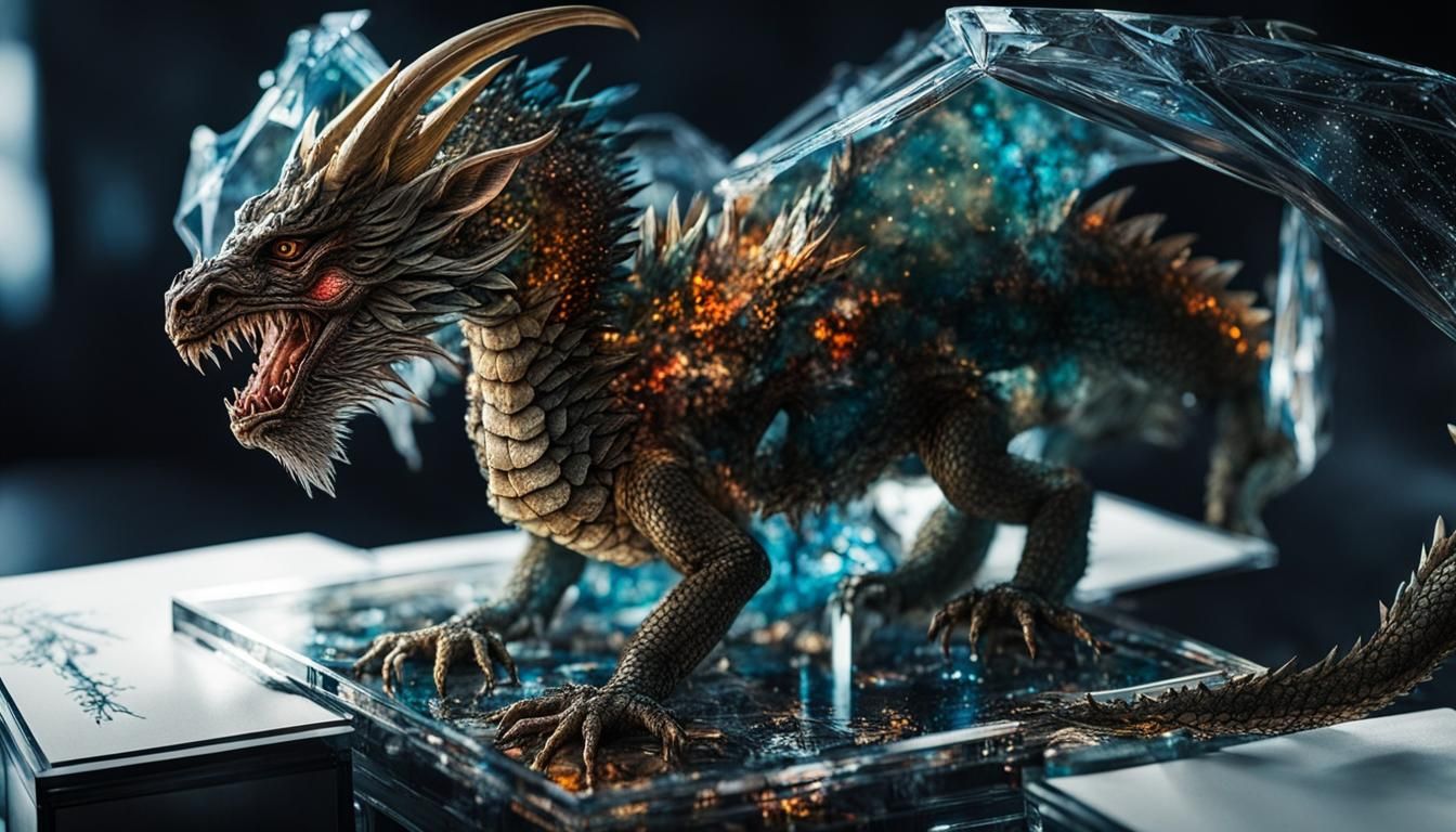 Dragon trapped in a crystal