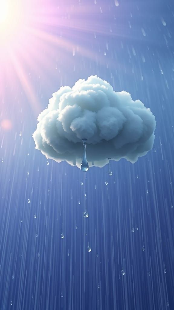Raindrop's Desperate Cling to a Cloudy Refuge