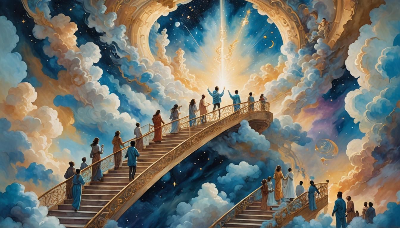 Ascension: Ethereal Stairway to Heaven in Mixed Media