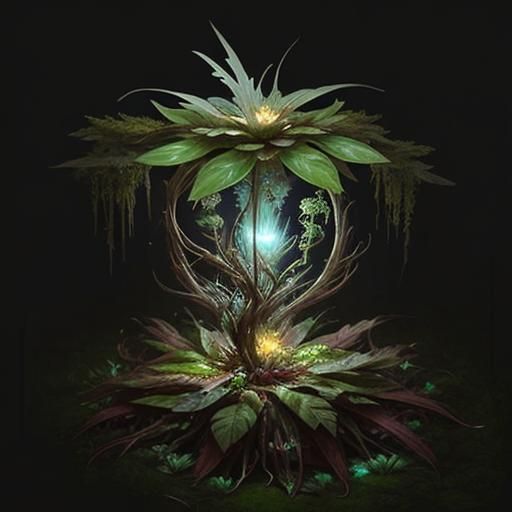 Glowing Plant on Forest Floor, Organic Sculpture