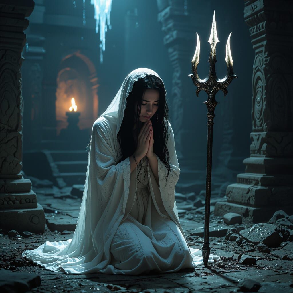 Mystical Prayer in Dark Surrealism Style