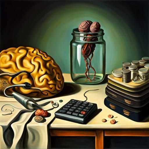 Surreal Calculator Brainscape in Dali Style