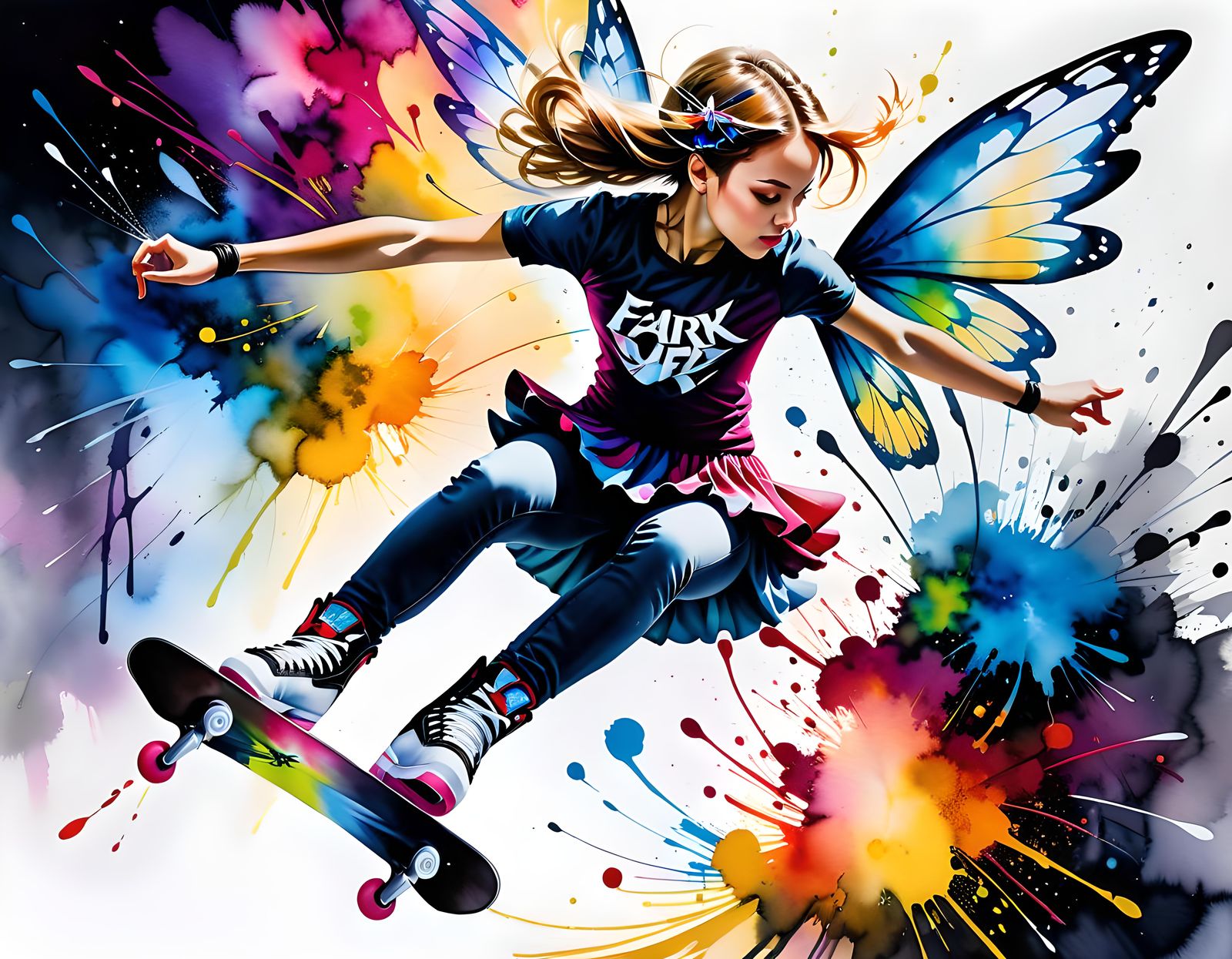 Fairy Skater in Graffiti Street Art Style