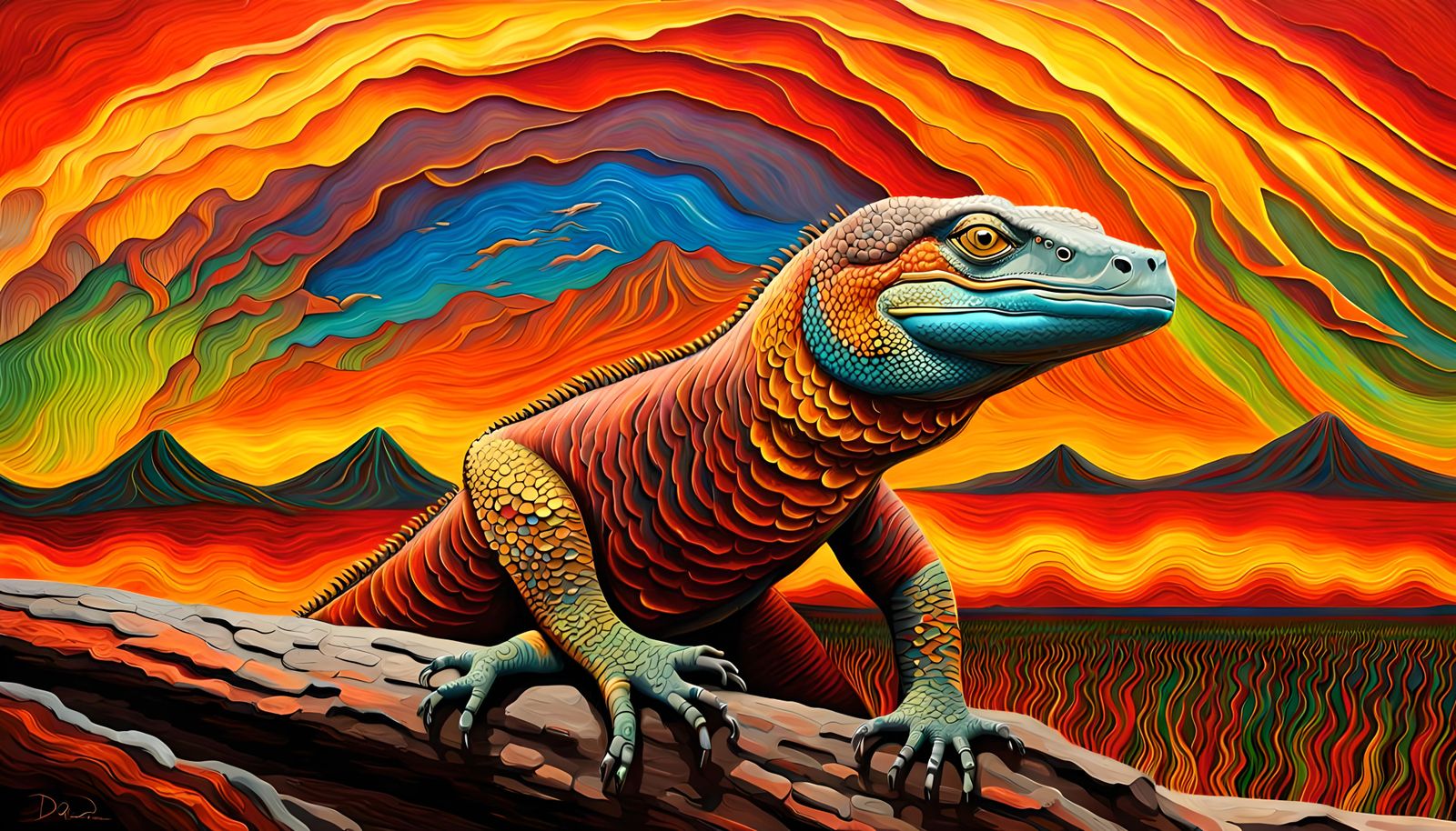 Goanna Dreamtime: Impasto Oil Painting