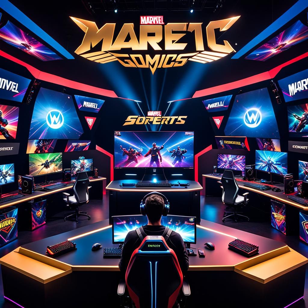 Futuristic Esports Tournament in Psychedelic Fantasy Style