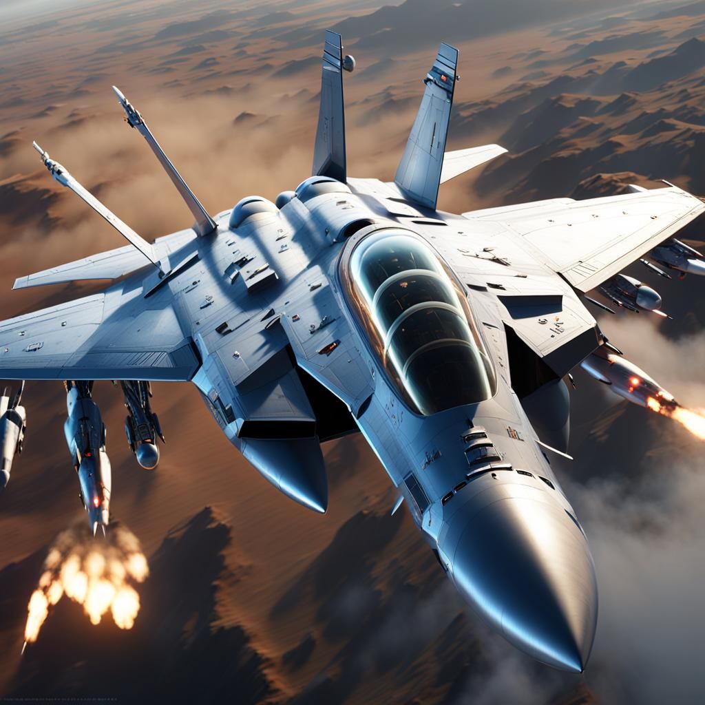 Grumman F-14 Tomcat Breaks Sound Barrier in Sci-Fi Style