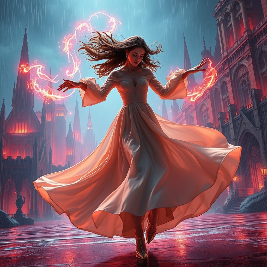 Mystical Dancer in Downpour