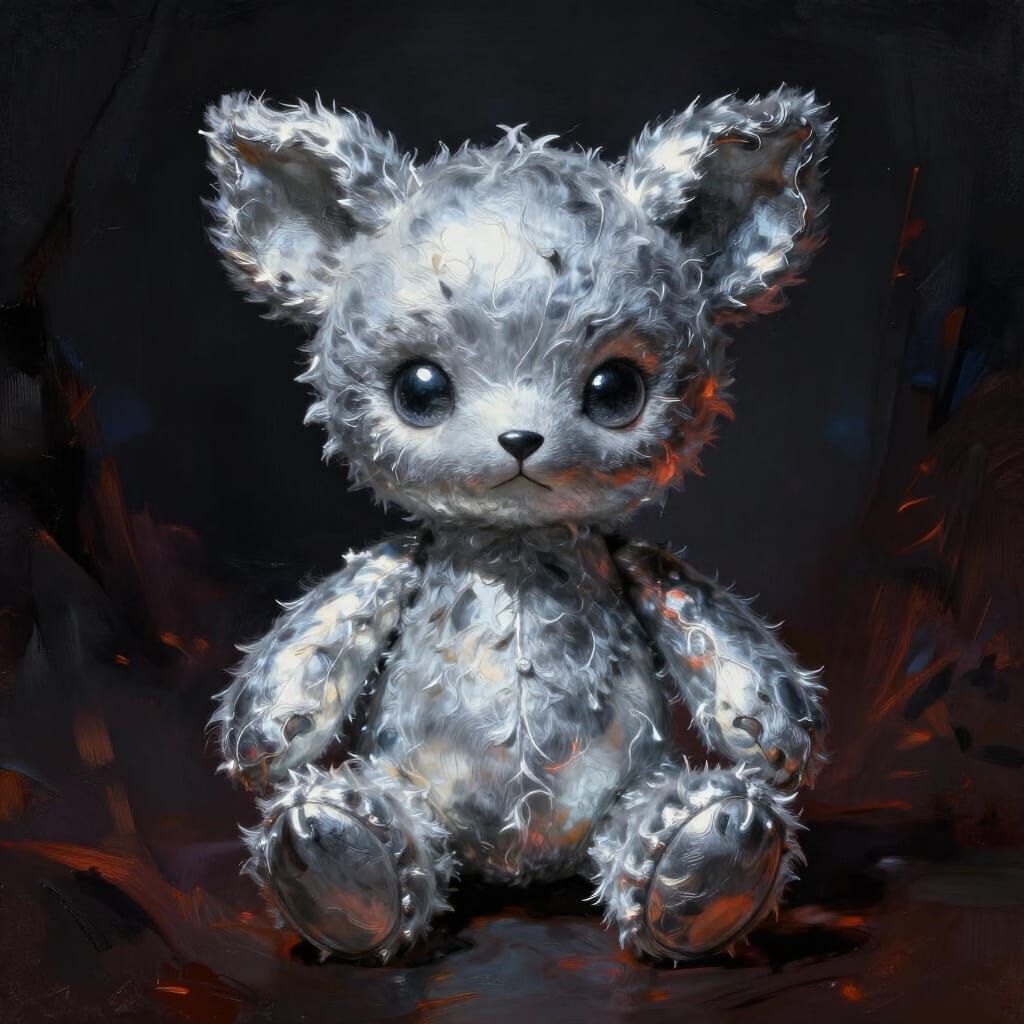 Ethereal Silver Plushie with Sinister Aura