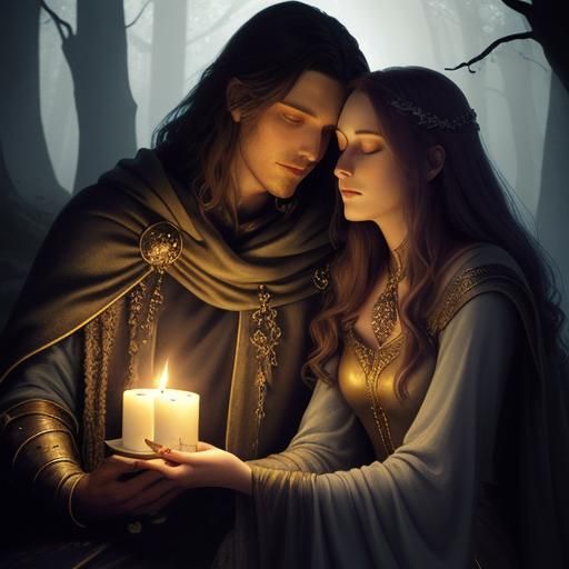 Ethereal Fantasy Portrait of Guinevere and Lancelot
