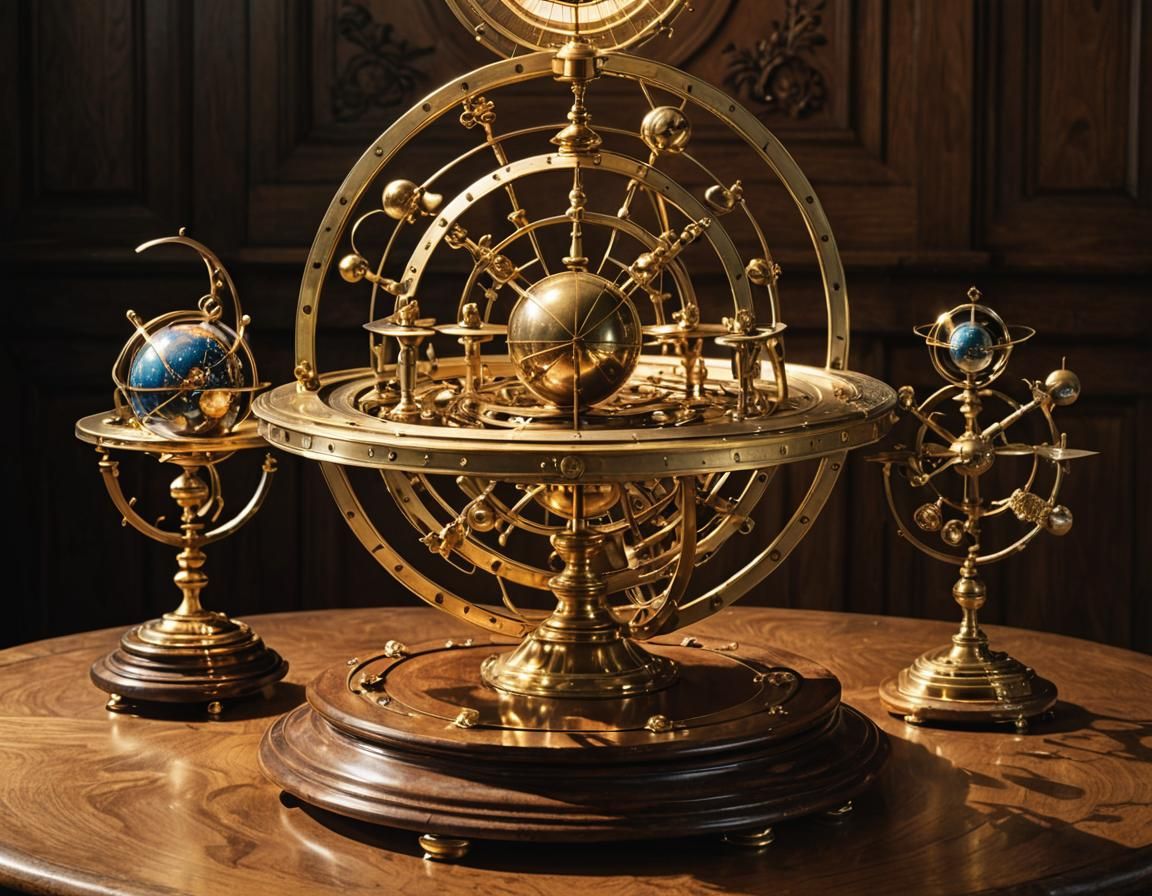 Baroque Orrery with Planets in Golden Light