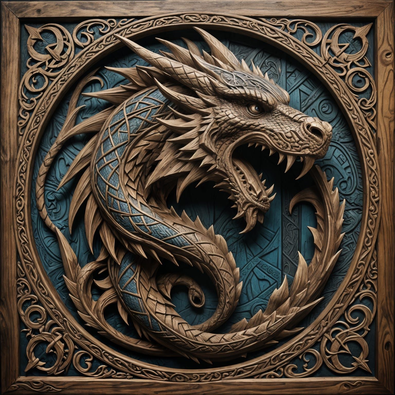 Escher-Inspired Dragon Emblem in Viking Style
