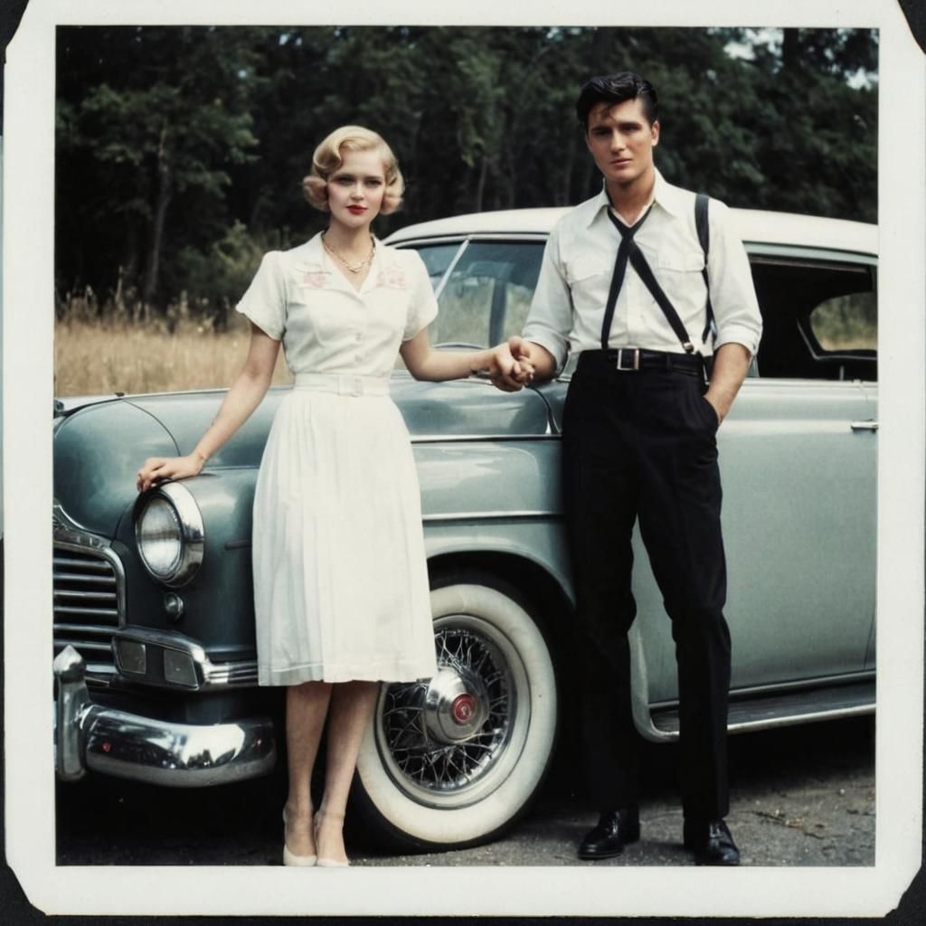 Bonnie and Clyde with Elvis: Vintage Polaroid
