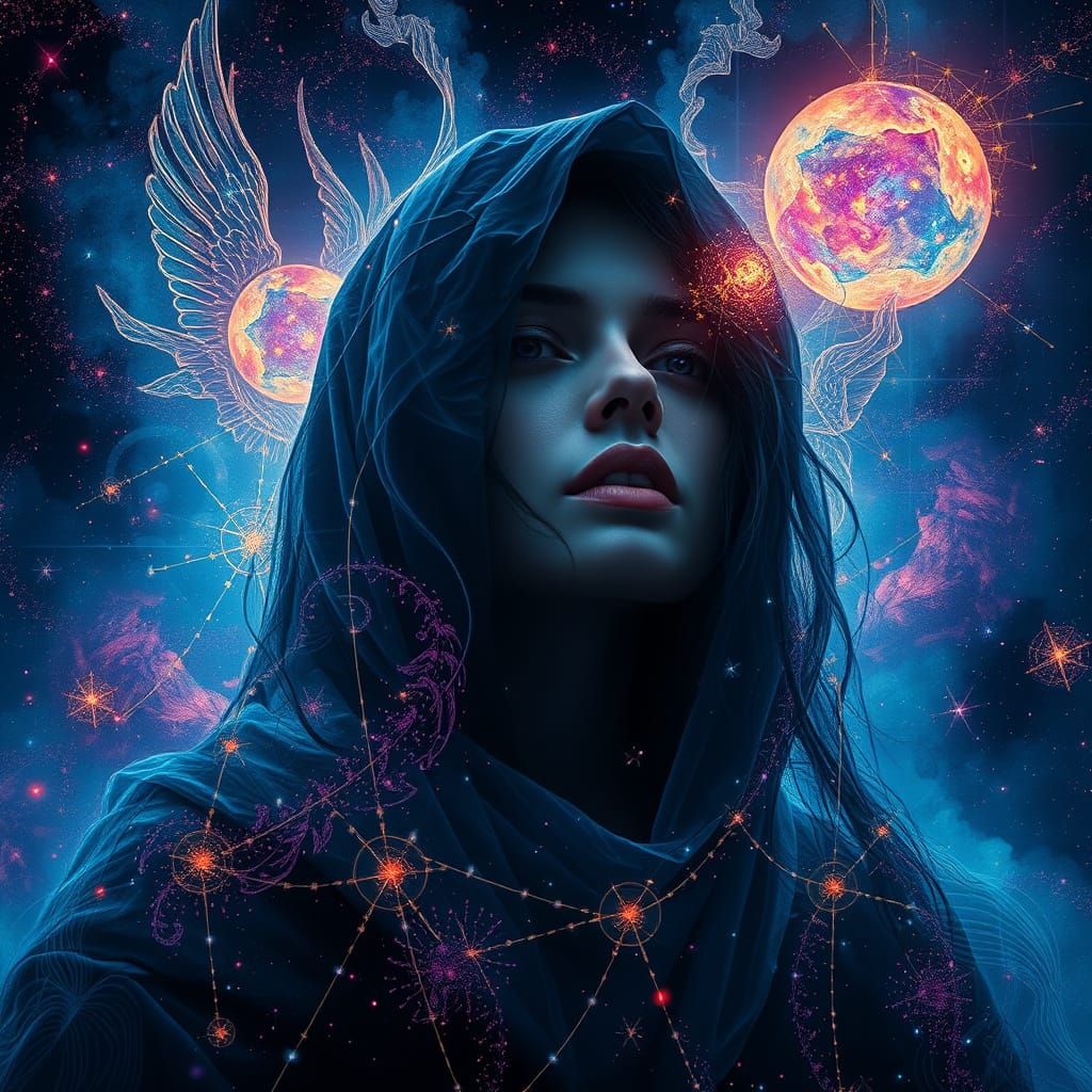 Ethereal Visions of the Night in Holographic Style