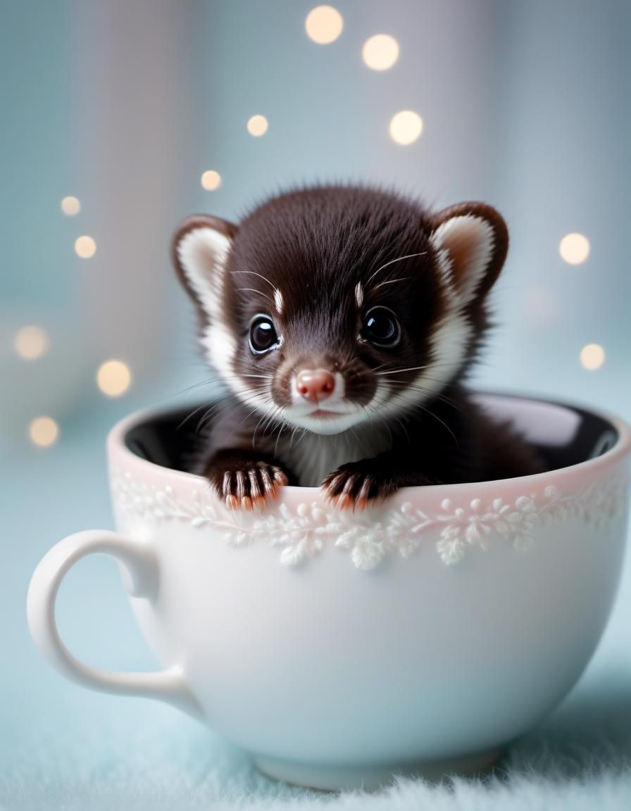 Newborn Stoat in Cup: Adorable Wildlife Photography