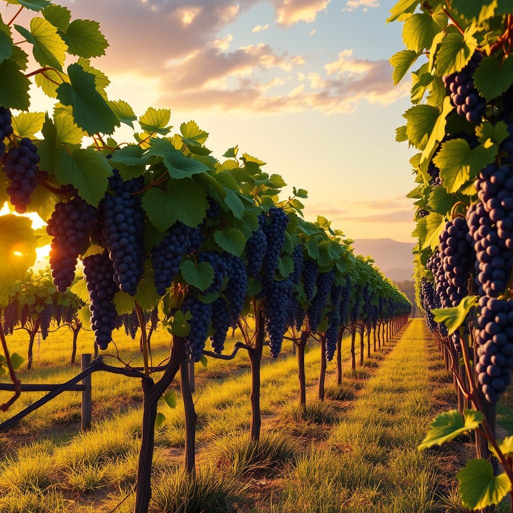 Grape Vineyard in 3D Anime Art Style