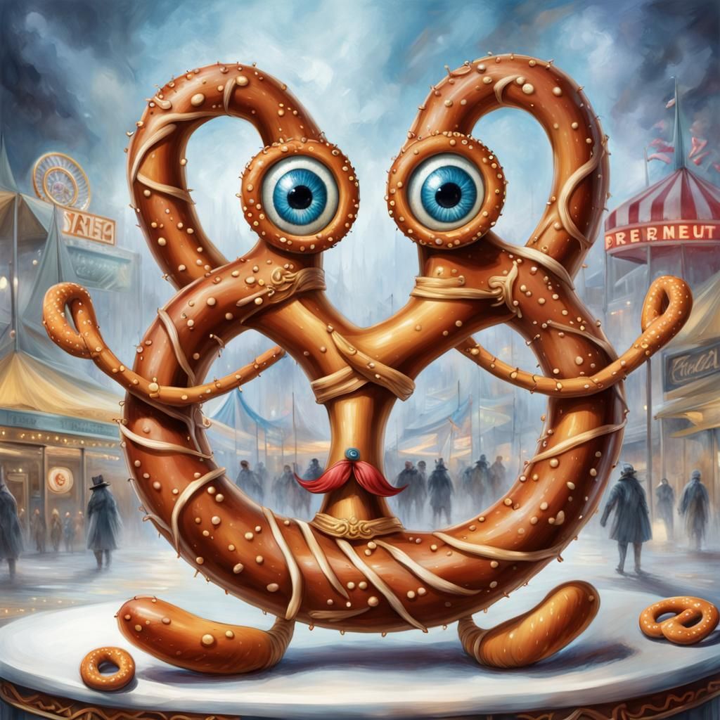 Pretzel Baron in a Carnival, Photorealistic Digital Art