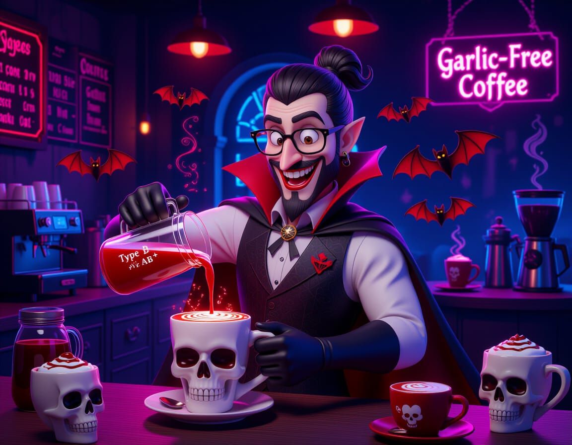 Disney Vampire Barista Serves Glowing Blood Lattes