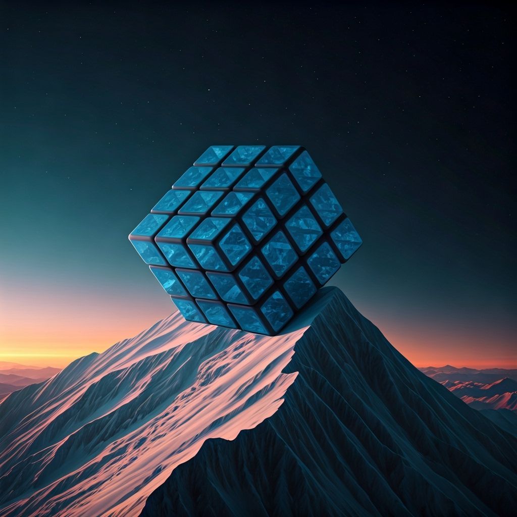 Ethereal Blue Rubik's Cube on Mount Everest