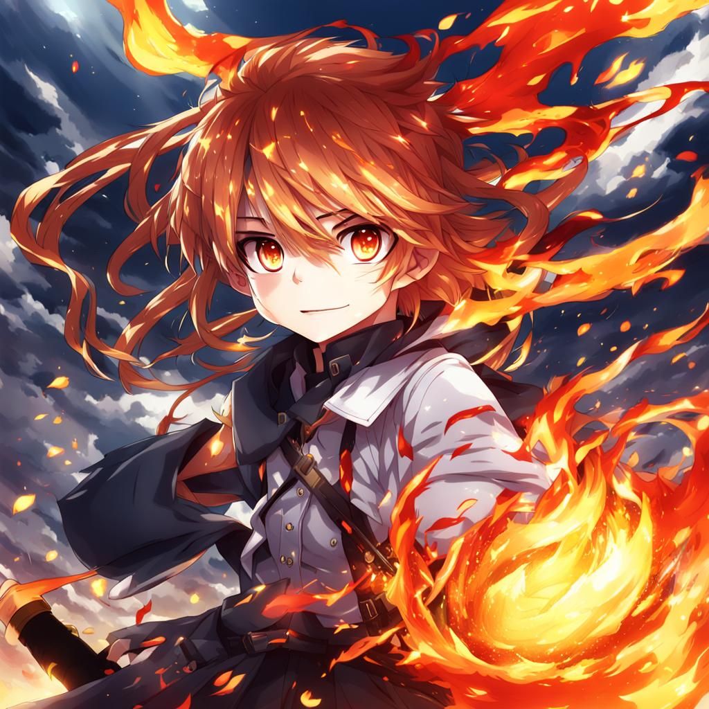 Firey from BFDI in Anime Style