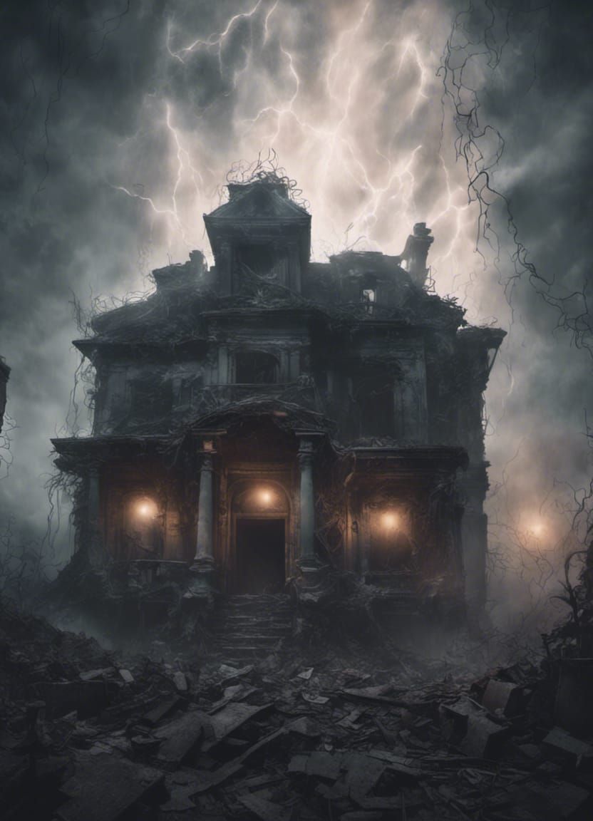 Terrifying Ruined Mansion in the Mist