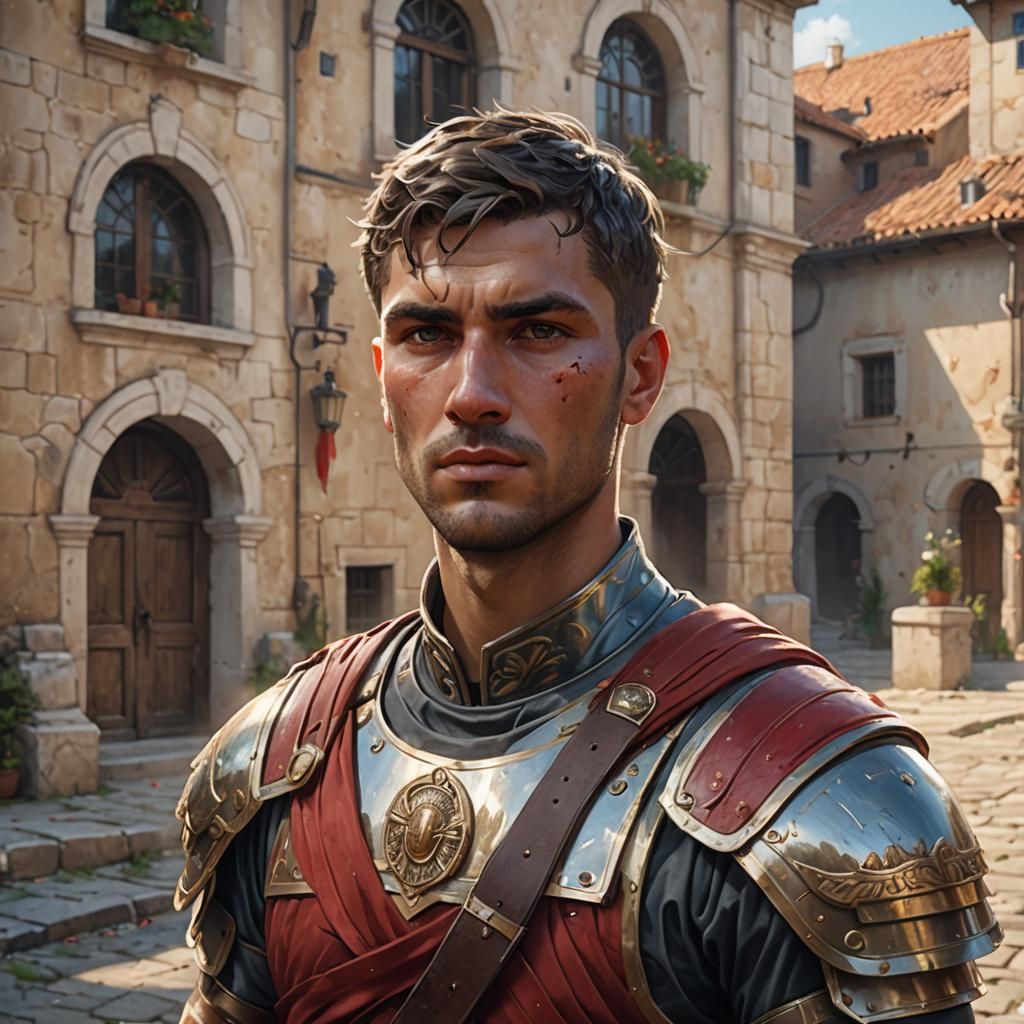Roman Legionary Portrait in Hyperdetailed Style