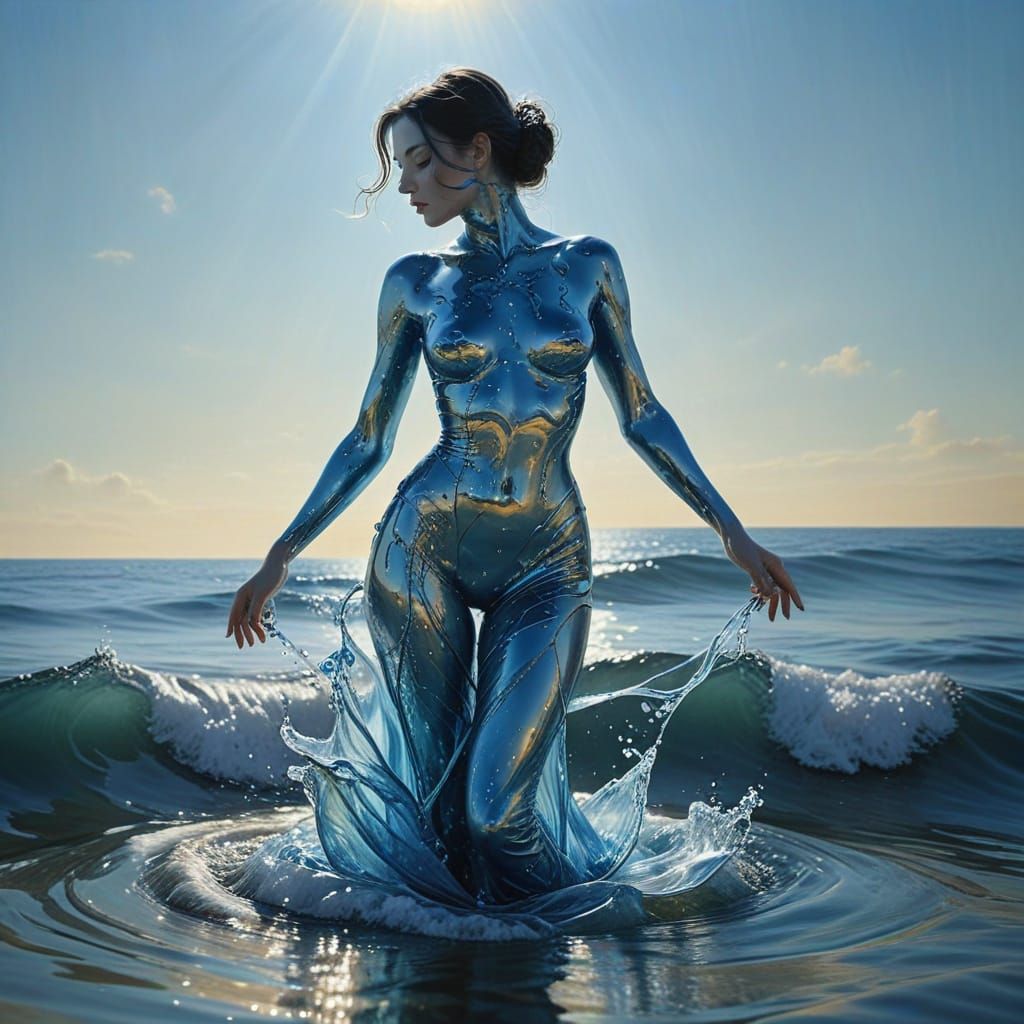 artistic nude with blue jewelry