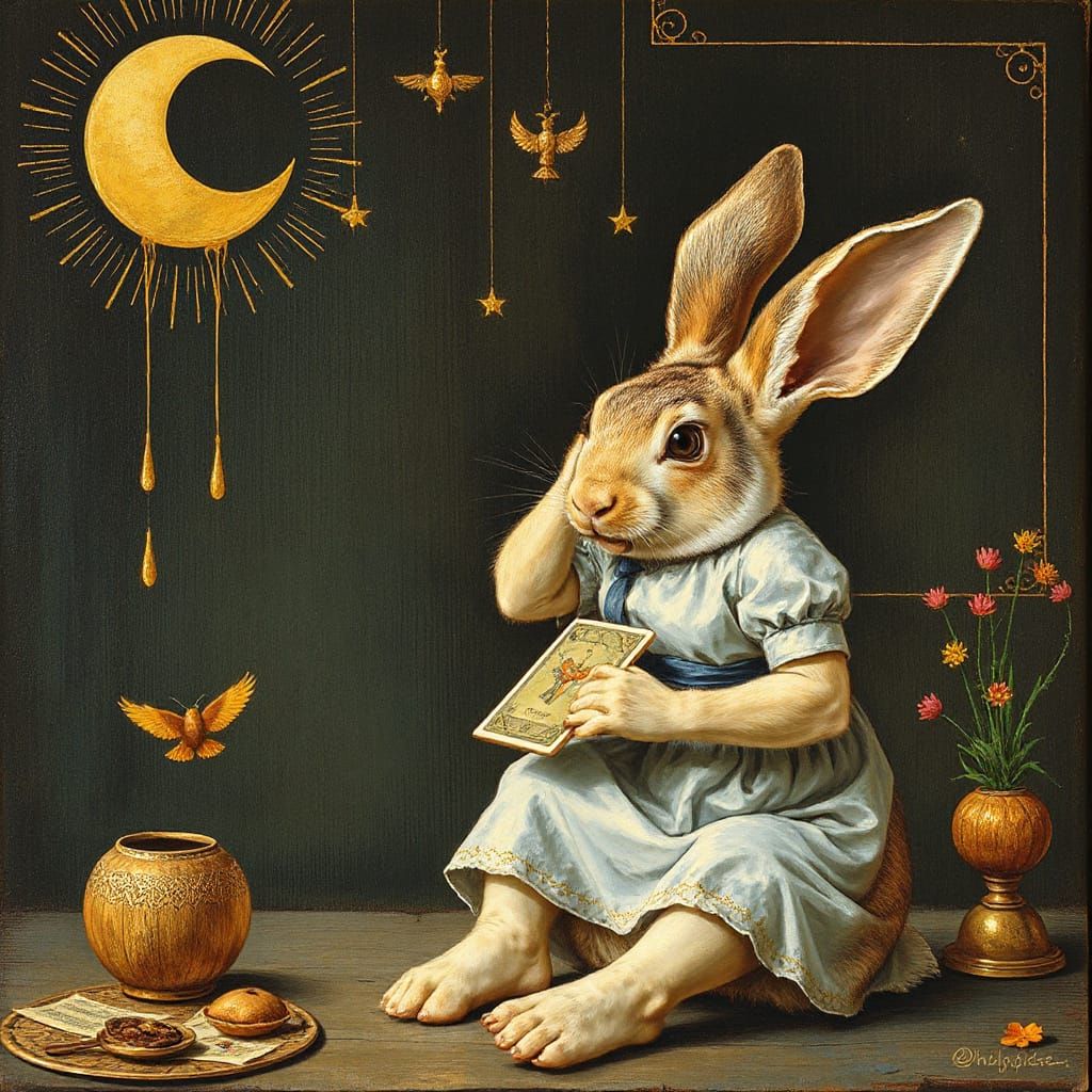Rabbit's Surreal Snack: Tarot Card Feast