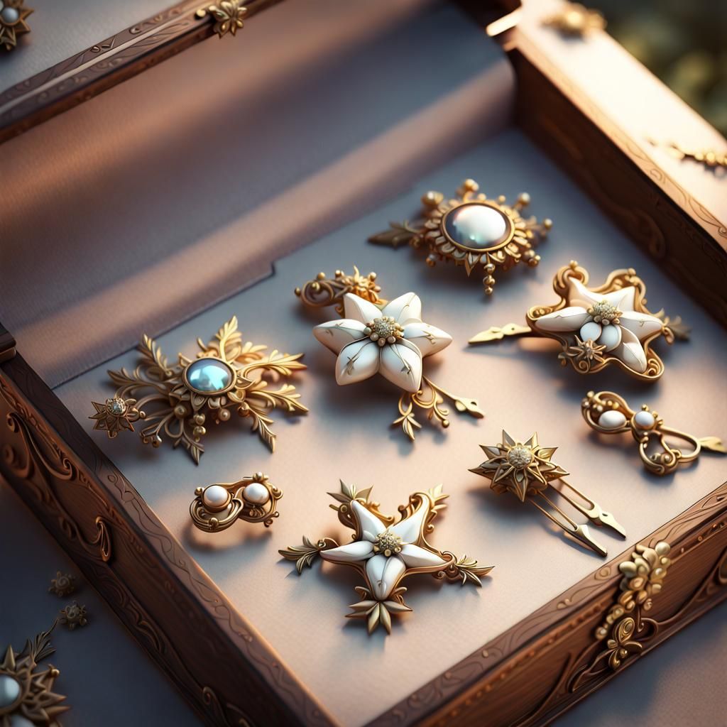 Rococo Hair Jewelry and Edelweiss Stars in 3D