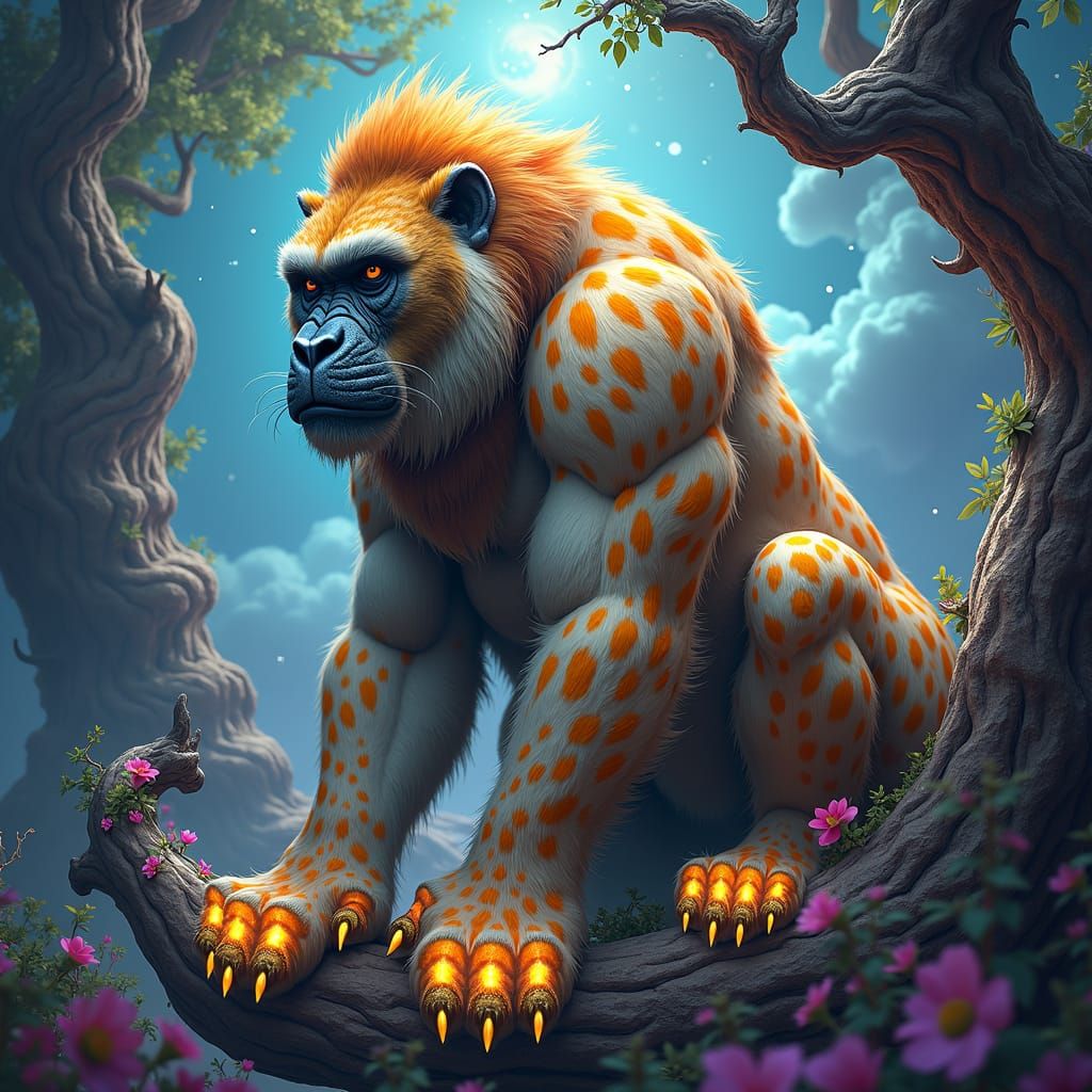 Majestic Hybrid Creature in a Fantasy Realm