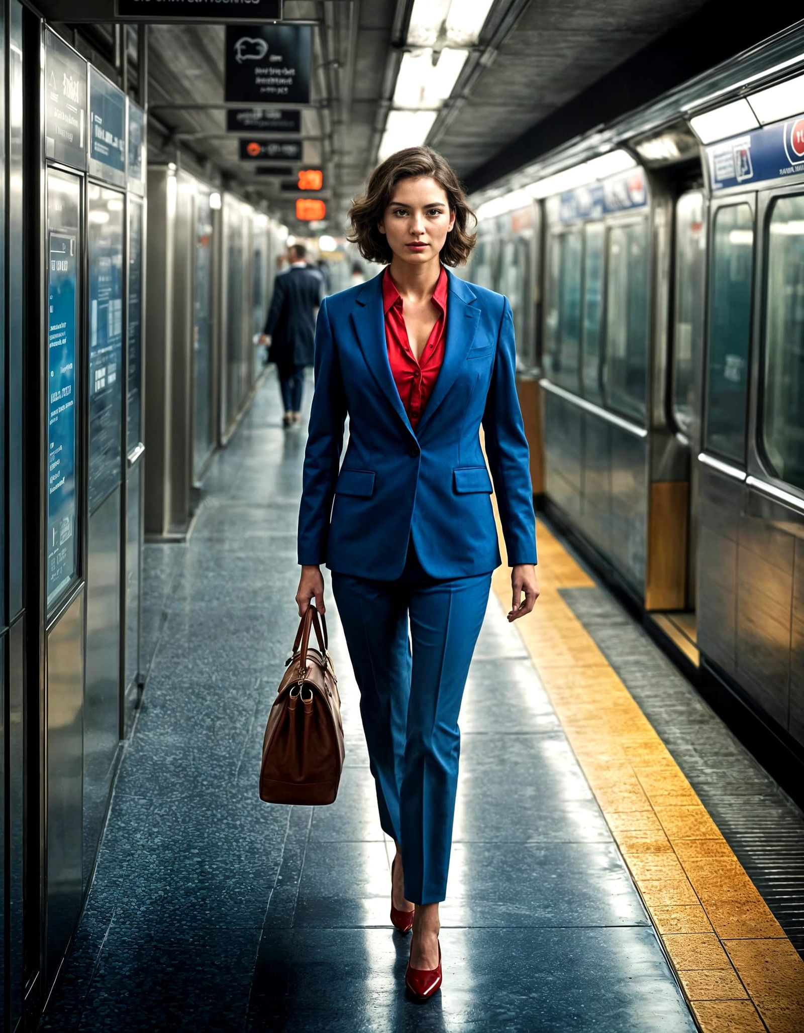 Elegant Businesswoman Navigates the City Streets