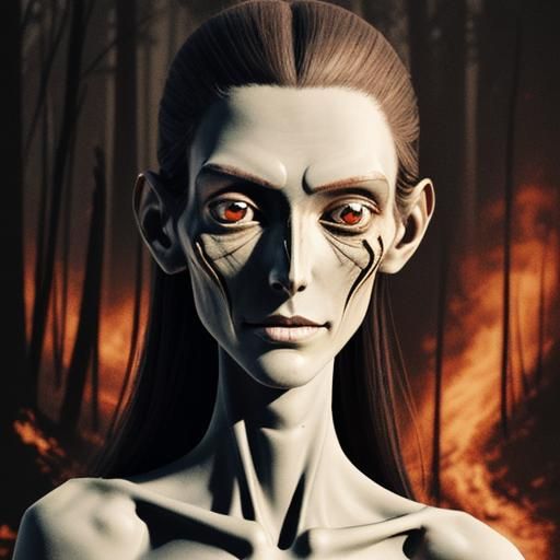 Insectile Humanoid in Burned Forest