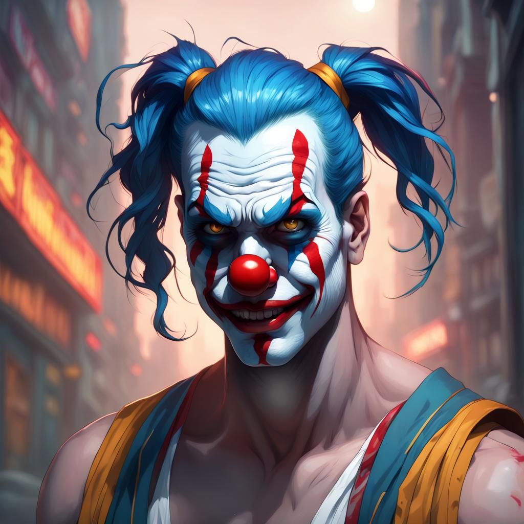 Creepy Killer Clown in Hyperdetailed Digital Art