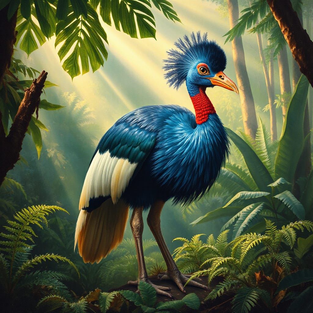 Majestic Tropical Cassowary in Hyperrealistic Portrait