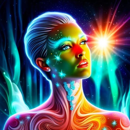 Celestial Being with Emerald Eyes and Diamond Teeth