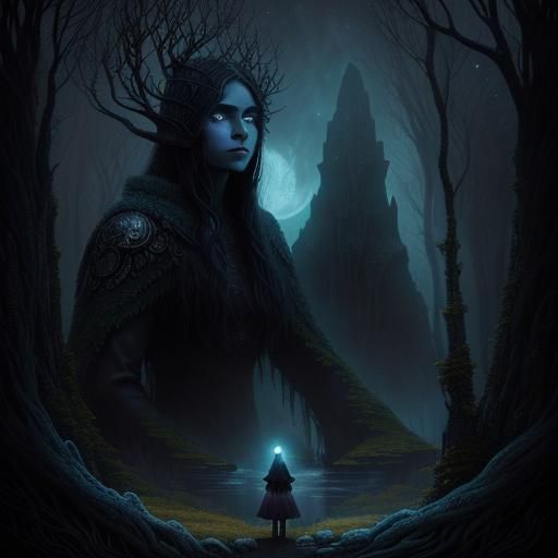 Mysterious Island Guardian in Ethereal Style