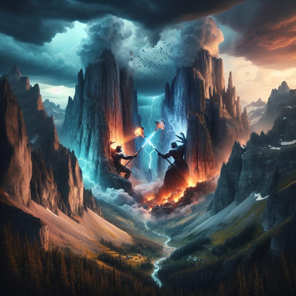 Epic Battle in Mountain Cave Before the Storm