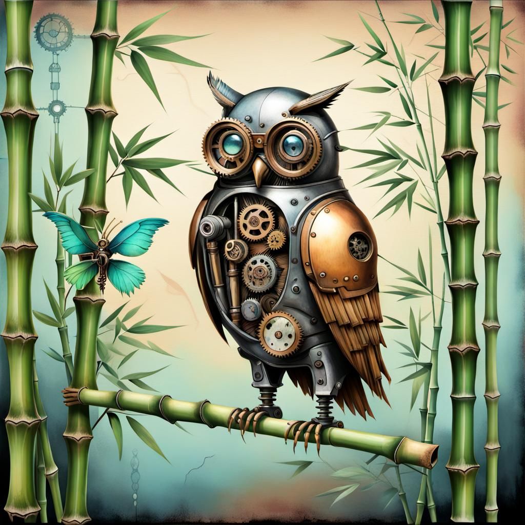 Banksy-Style Steampunk Hologram Amidst a Crack Earth Landsca...