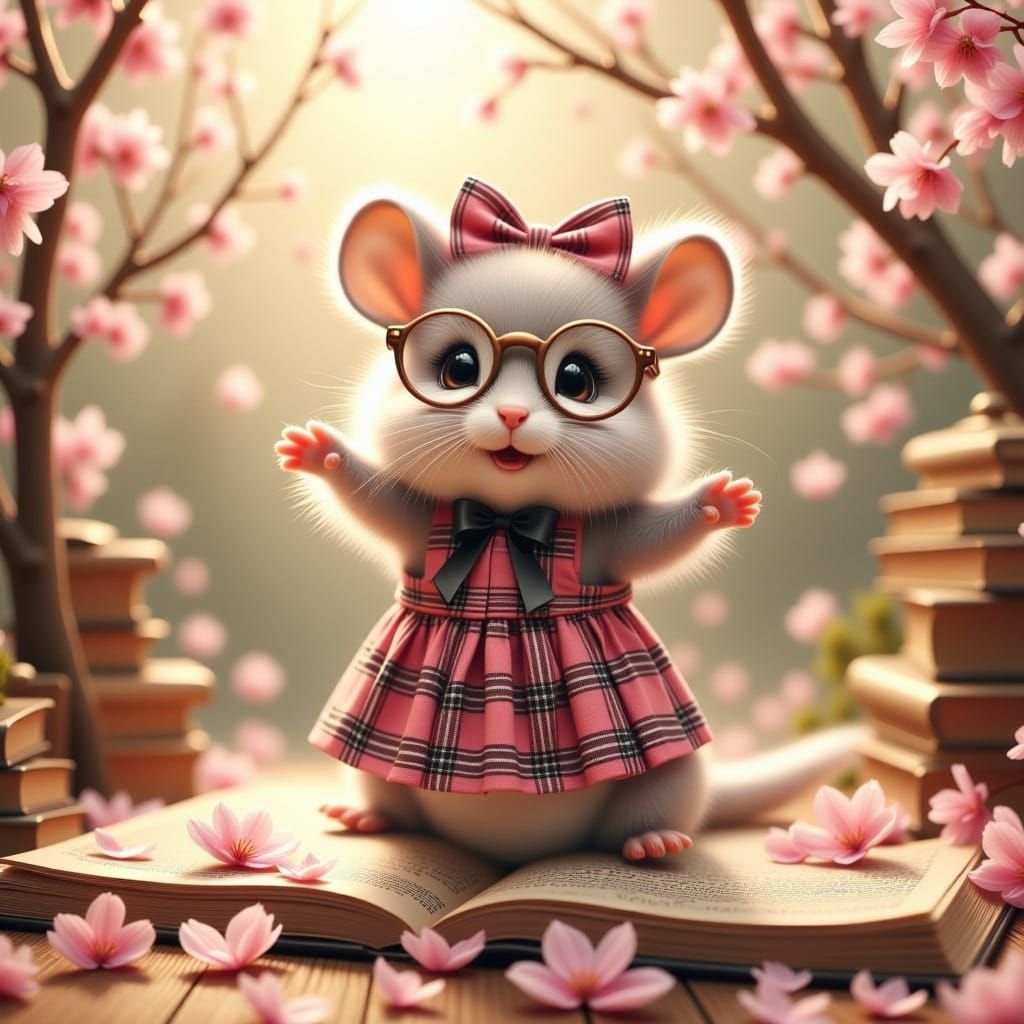 Fluffy Mouse Asks for a Hug in Watercolor Style