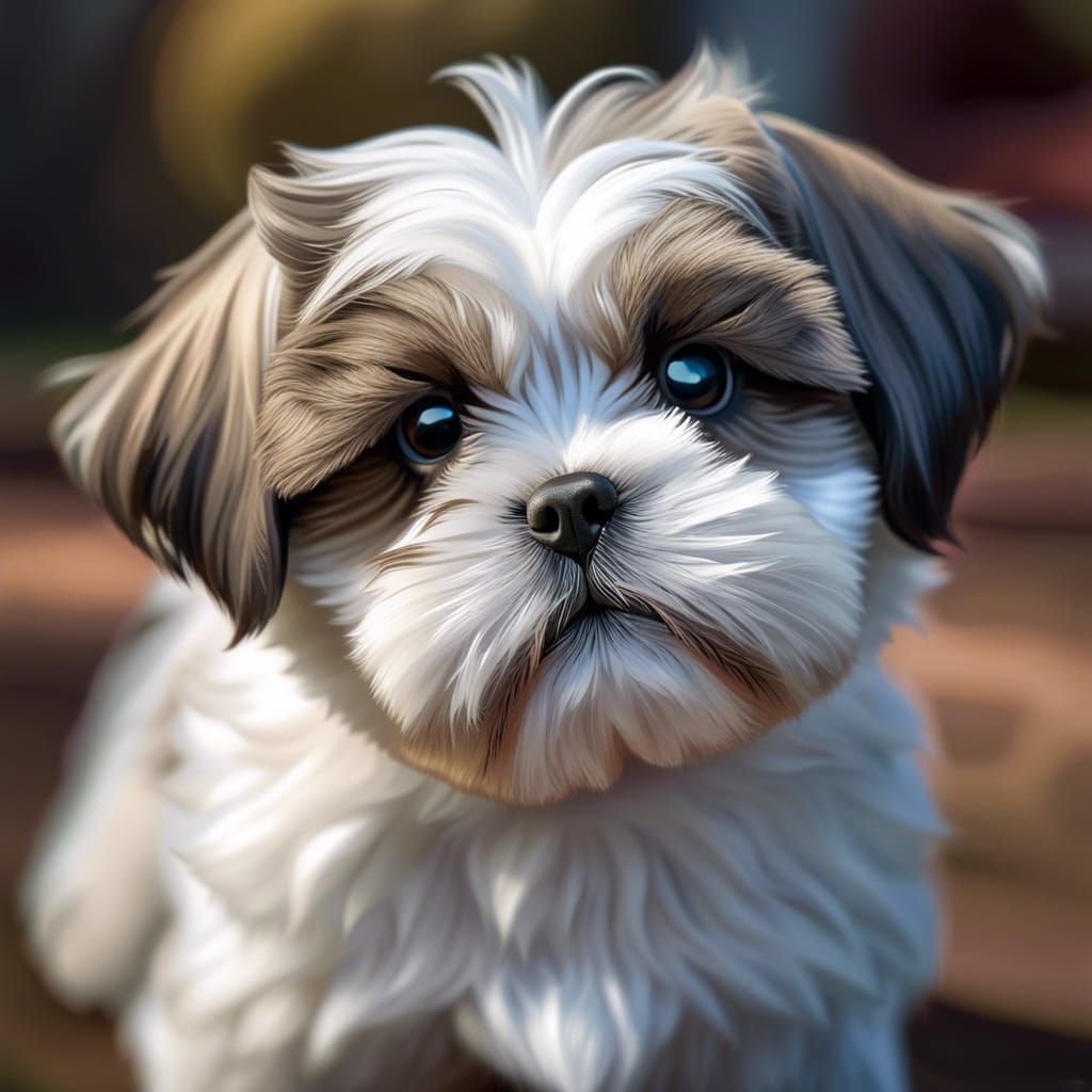 Ultrarealistic Shih Tzu Puppy Portrait