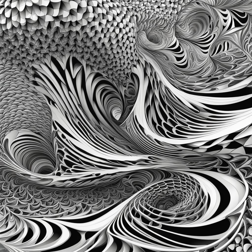 Abstract Fractal Heart with Zentangle and 3D Shading