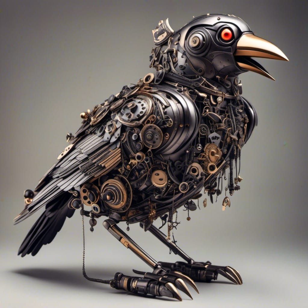 Mechanical Bird Drawing Inspired by Auto-Destructive Art