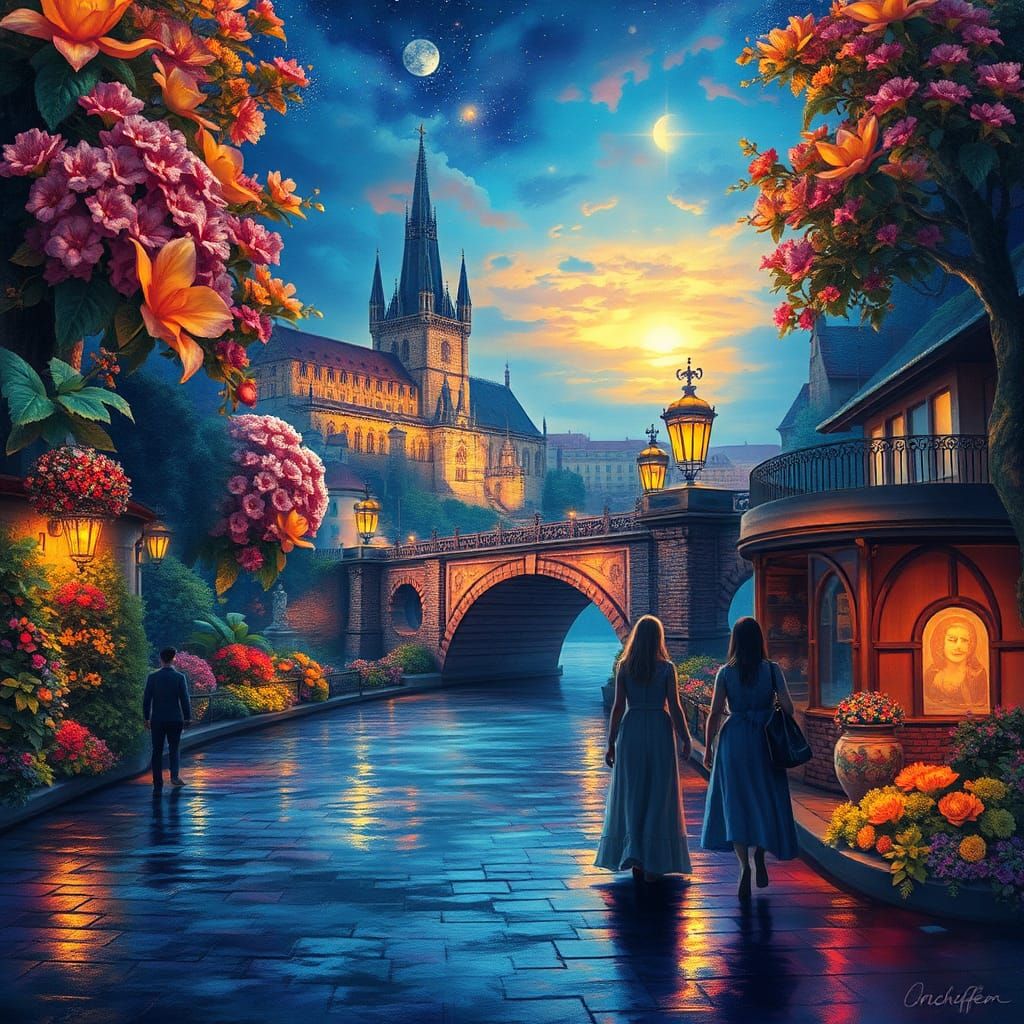 Magical Bioluminescent World with Woman in Digital Art