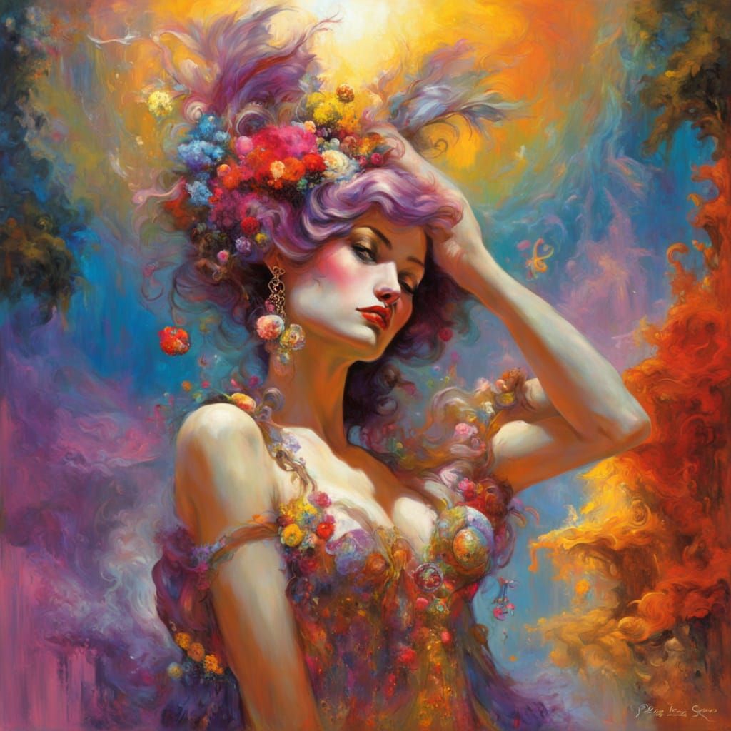 Fantastical Dreamscape in Vibrant Acrylic Colors