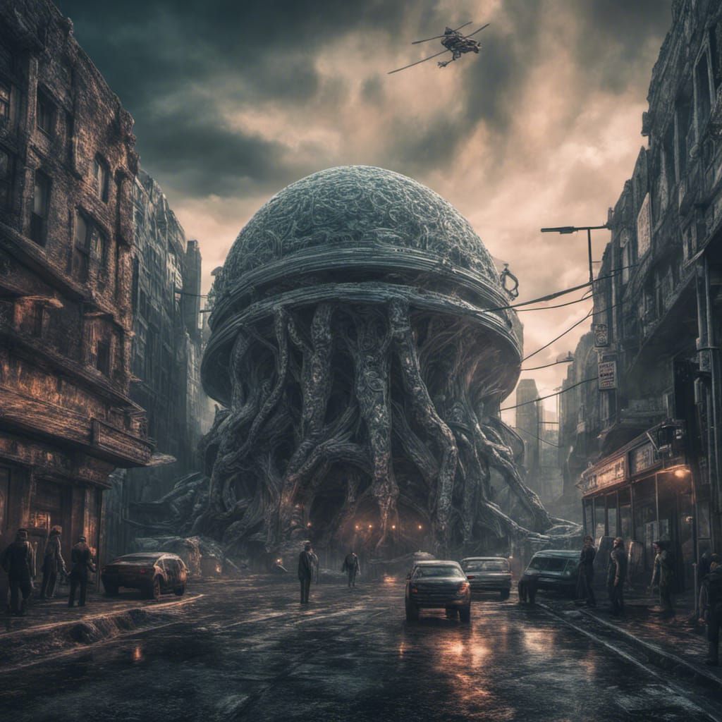 Lovecraftian Futuristic Dystopian Society in High Resolution